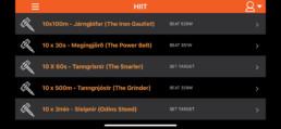 Screenshot of HIIT programs on the app